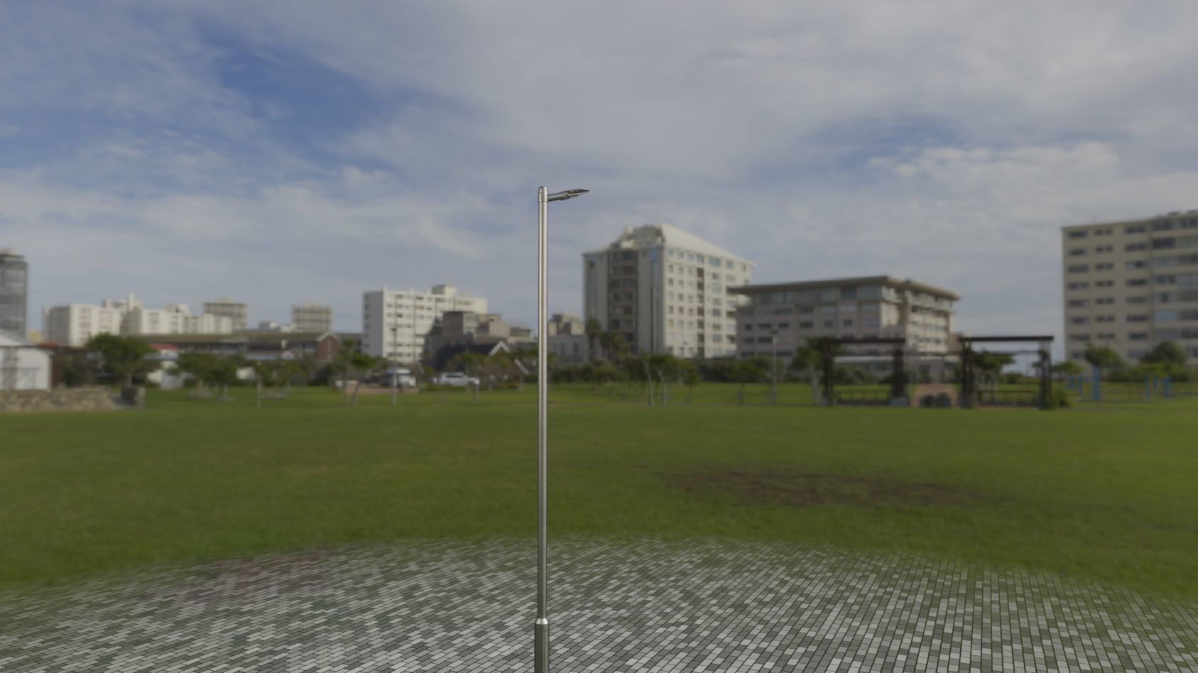 Sci-Fi Street Light 14 version 6 5m with pole 2 Low-poly 3D model_24