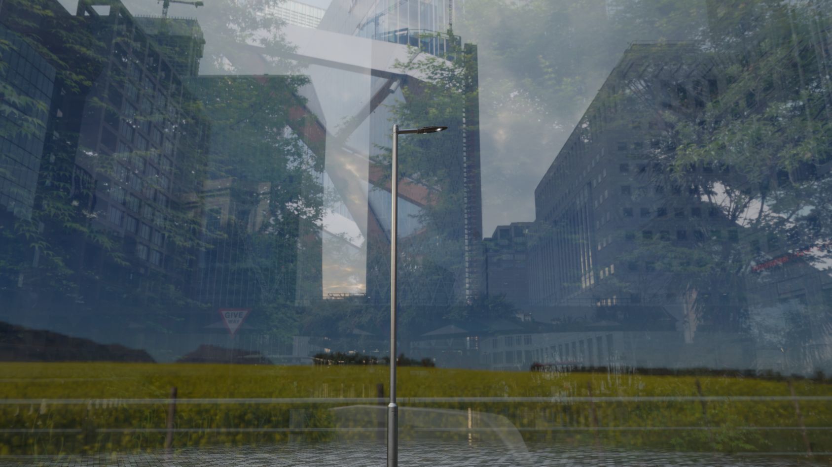 Sci-Fi Street Light 14 version 6 5m with pole 2 Low-poly 3D model_94