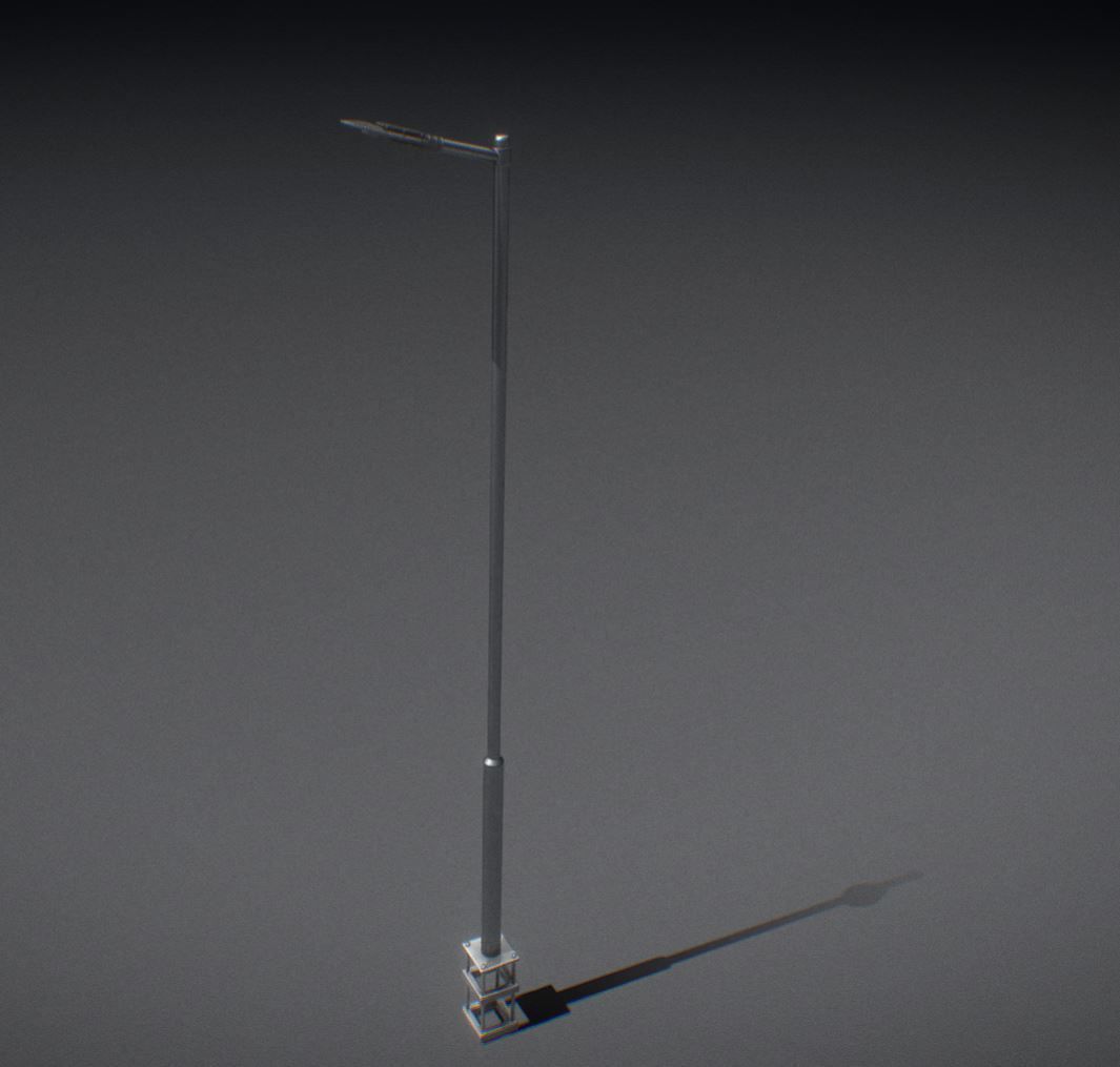 Sci-Fi Street Light 14 version 6 5m with pole 2 Low-poly 3D model_9