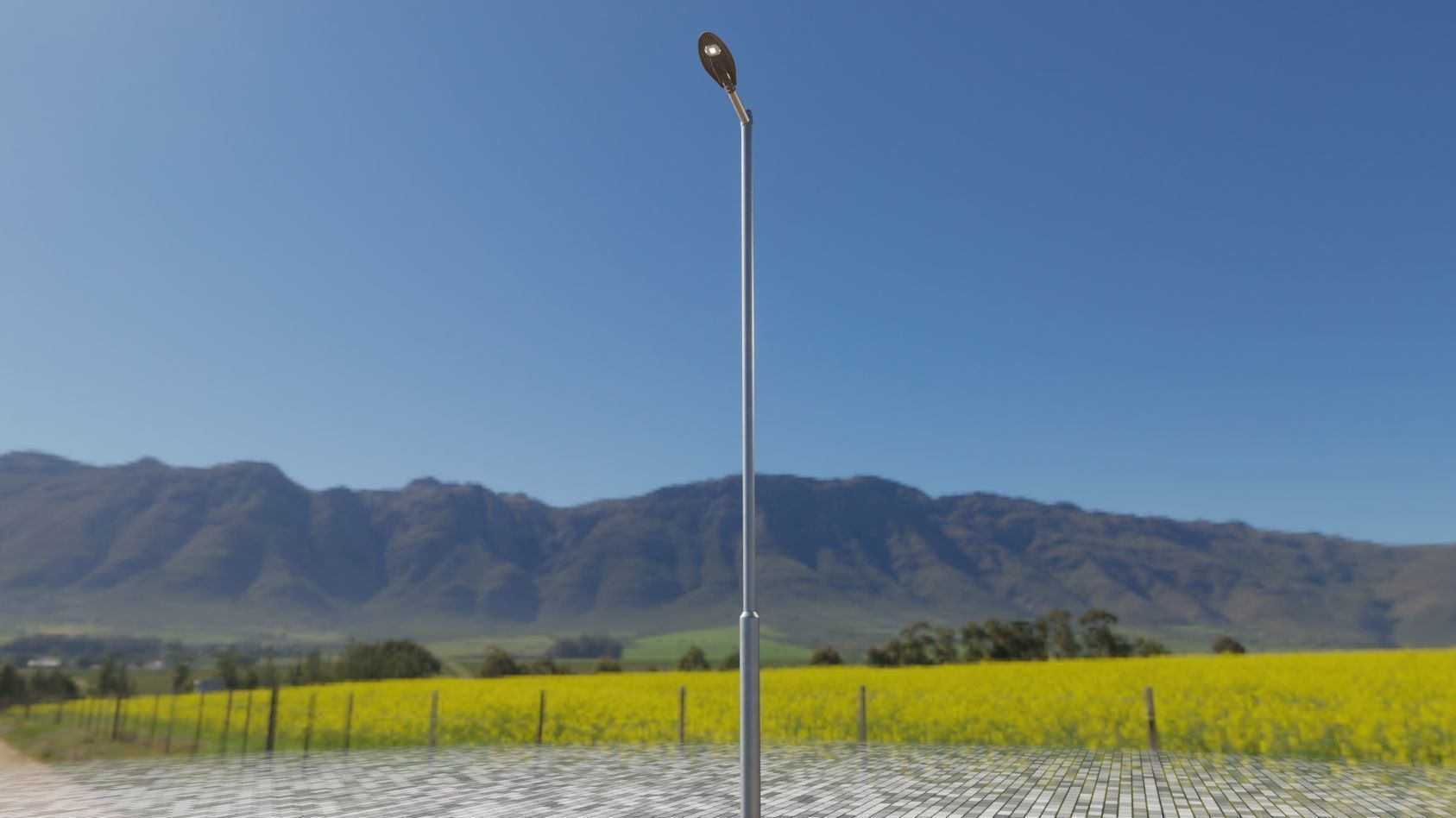 Sci-Fi Street Light 14 version 6 5m with pole 2 Low-poly 3D model_40