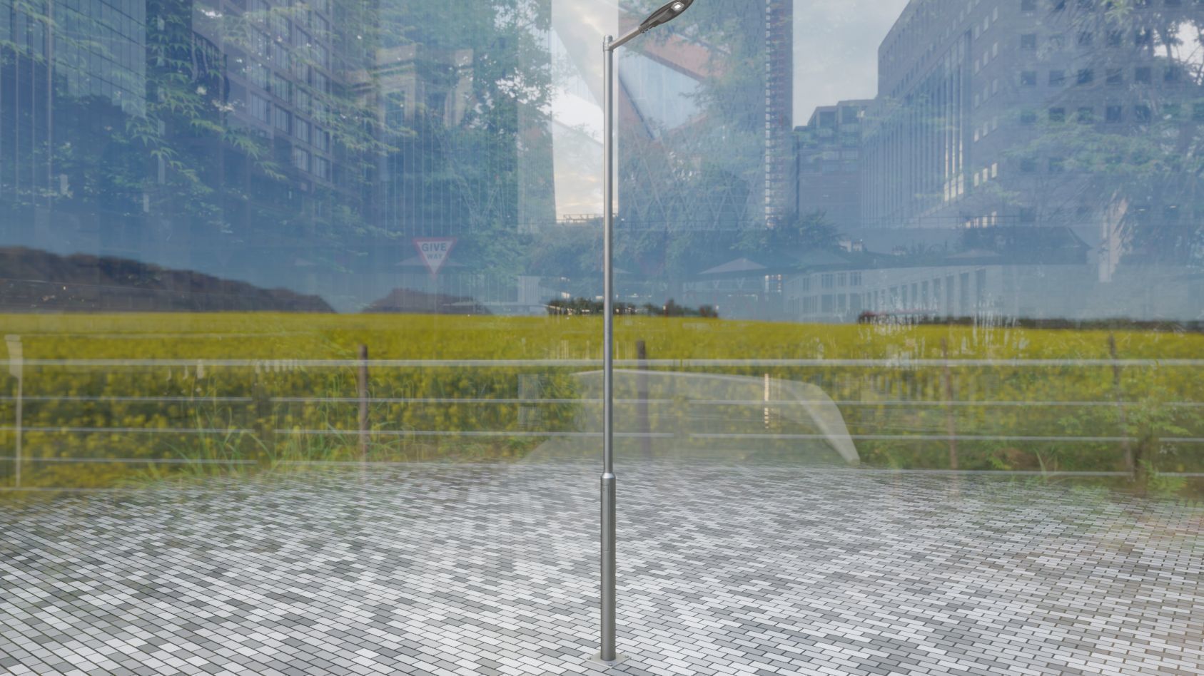 Sci-Fi Street Light 14 version 6 5m with pole 2 Low-poly 3D model_33