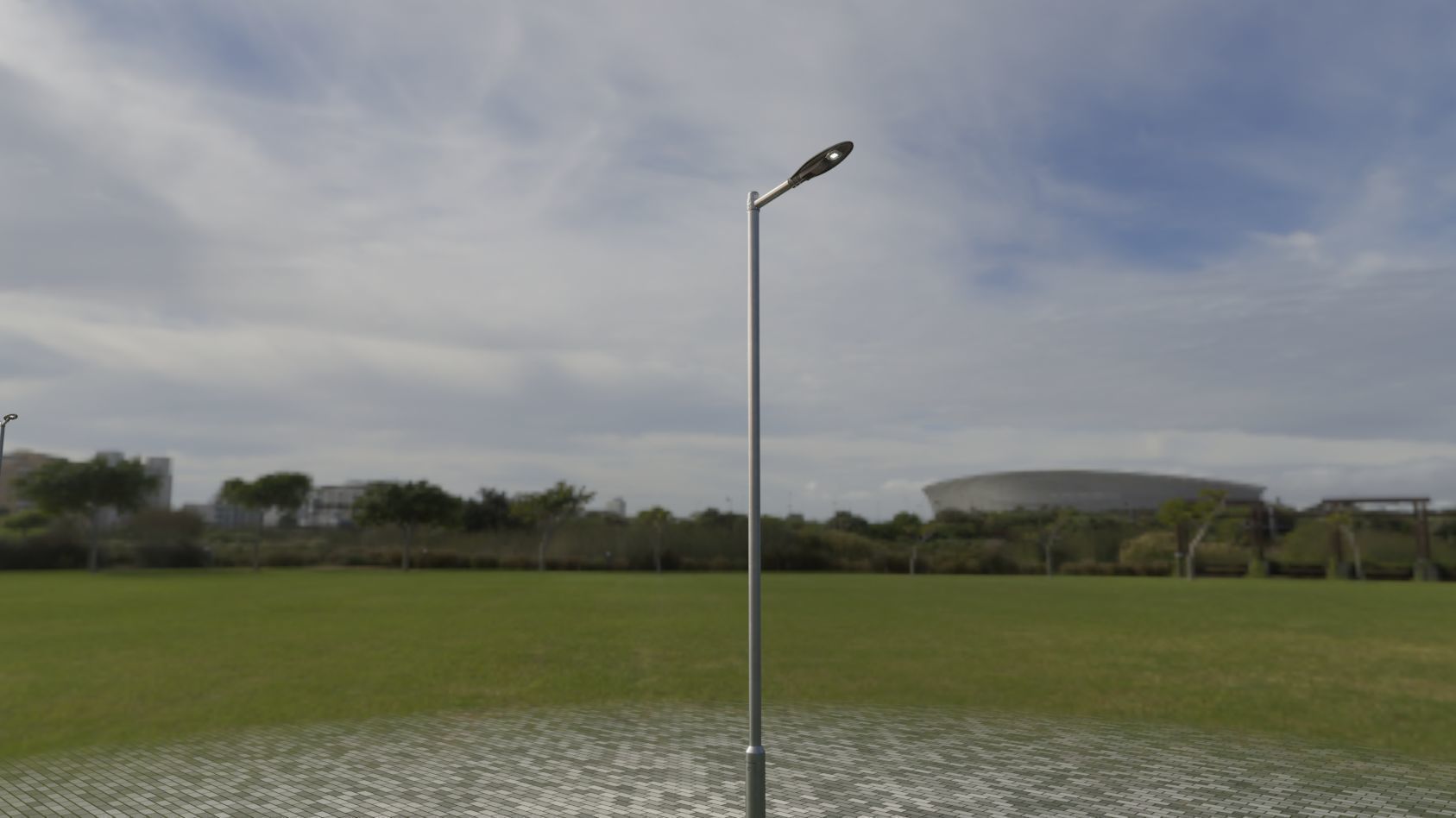 Sci-Fi Street Light 14 version 6 5m with pole 2 Low-poly 3D model_11