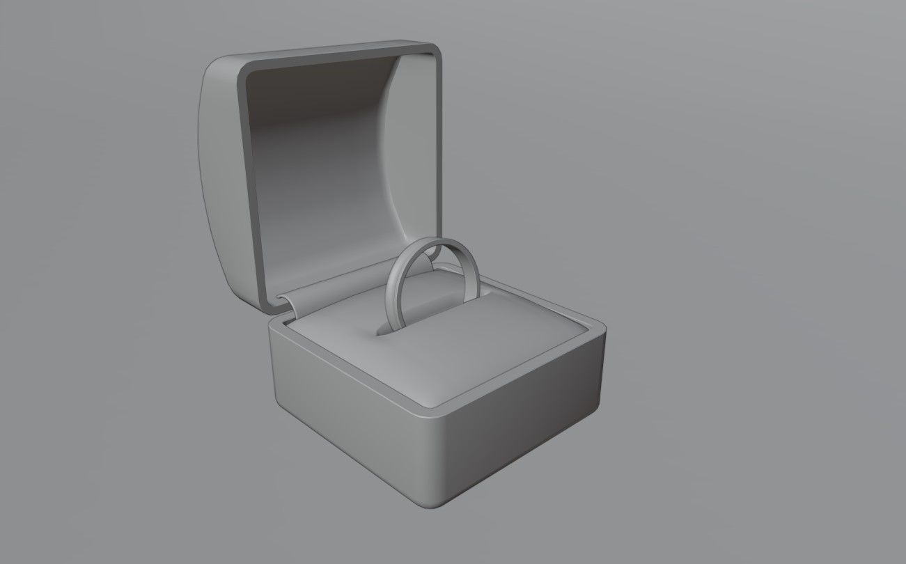 Concave Gold Ring and Box - Anel ouro concavo  3D model_18