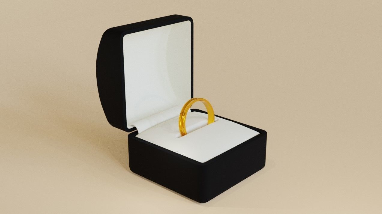 Concave Gold Ring and Box - Anel ouro concavo  3D model_1