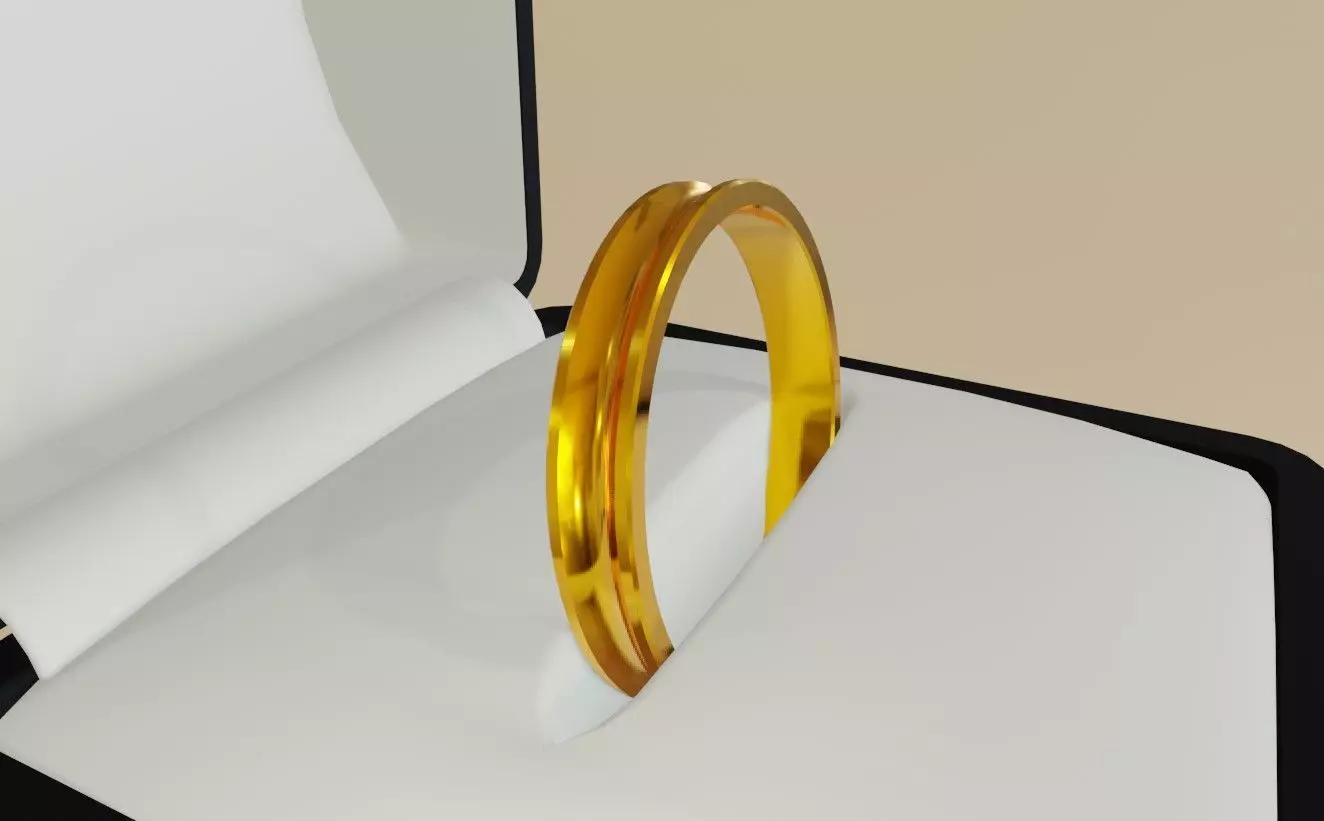 Concave Gold Ring and Box - Anel ouro concavo  3D model_0