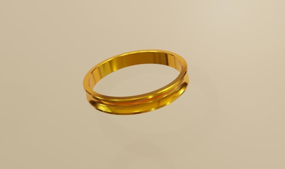 Concave Gold Ring and Box - Anel ouro concavo  3D model_2