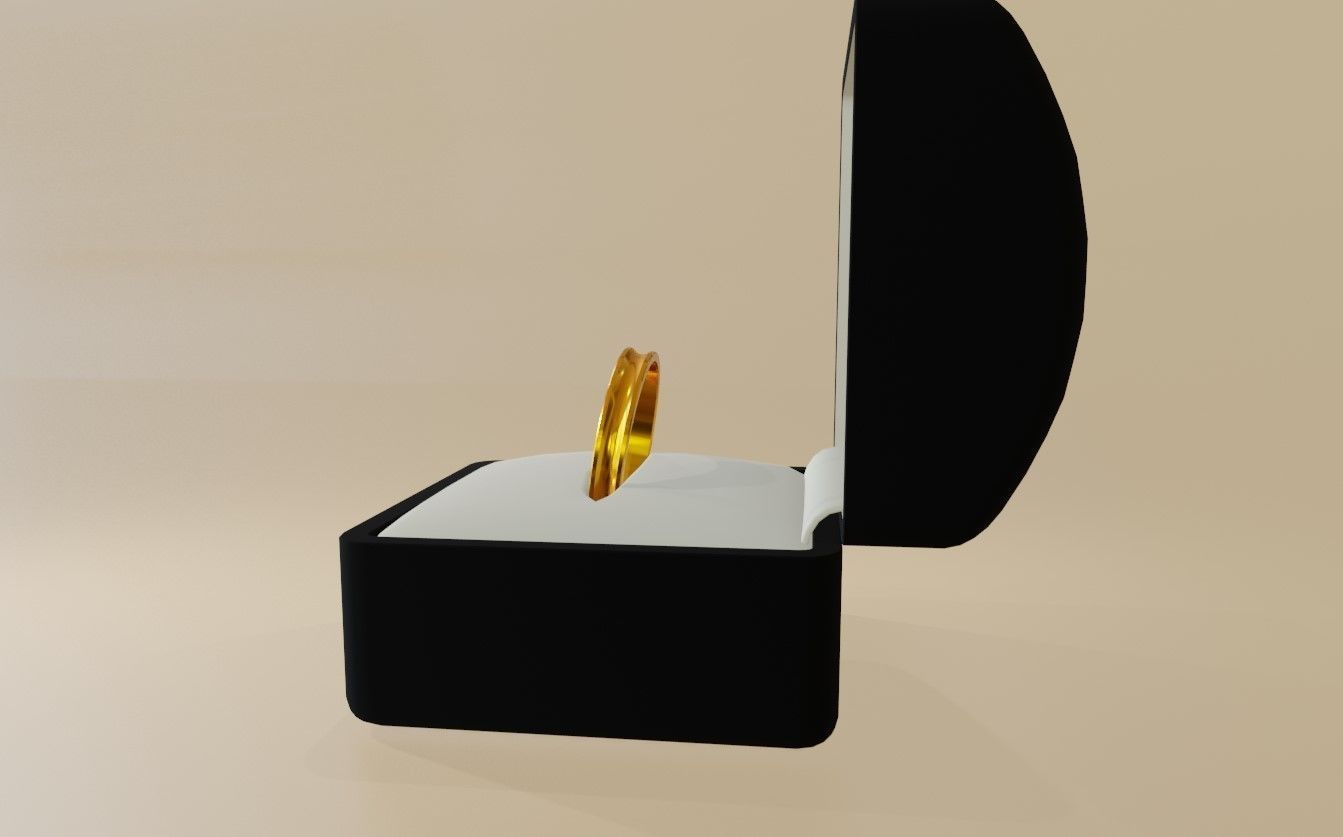 Concave Gold Ring and Box - Anel ouro concavo  3D model_6