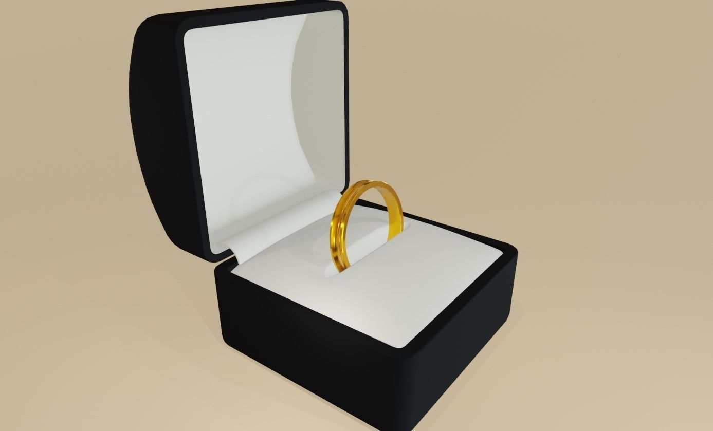Concave Gold Ring and Box - Anel ouro concavo  3D model_5