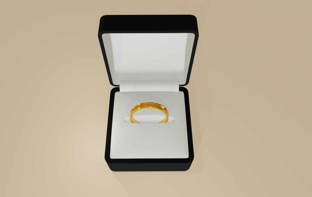 Concave Gold Ring and Box - Anel ouro concavo  3D model_9
