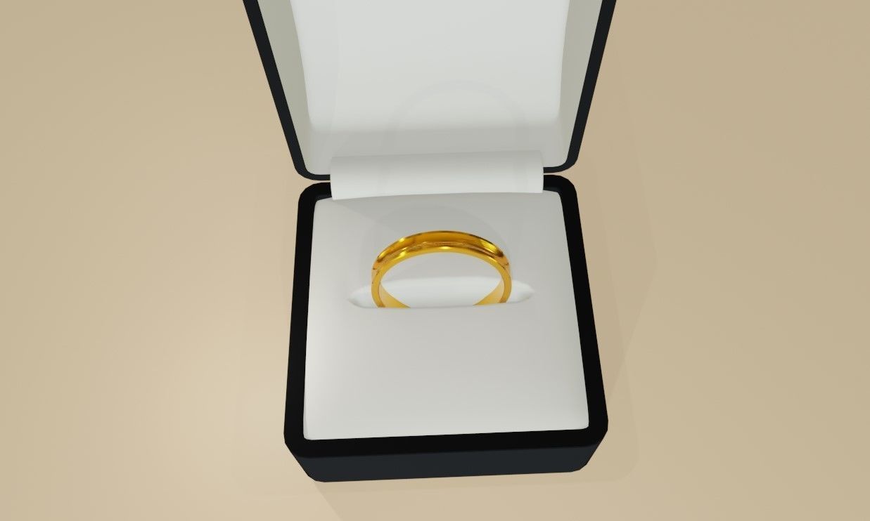 Concave Gold Ring and Box - Anel ouro concavo  3D model_11