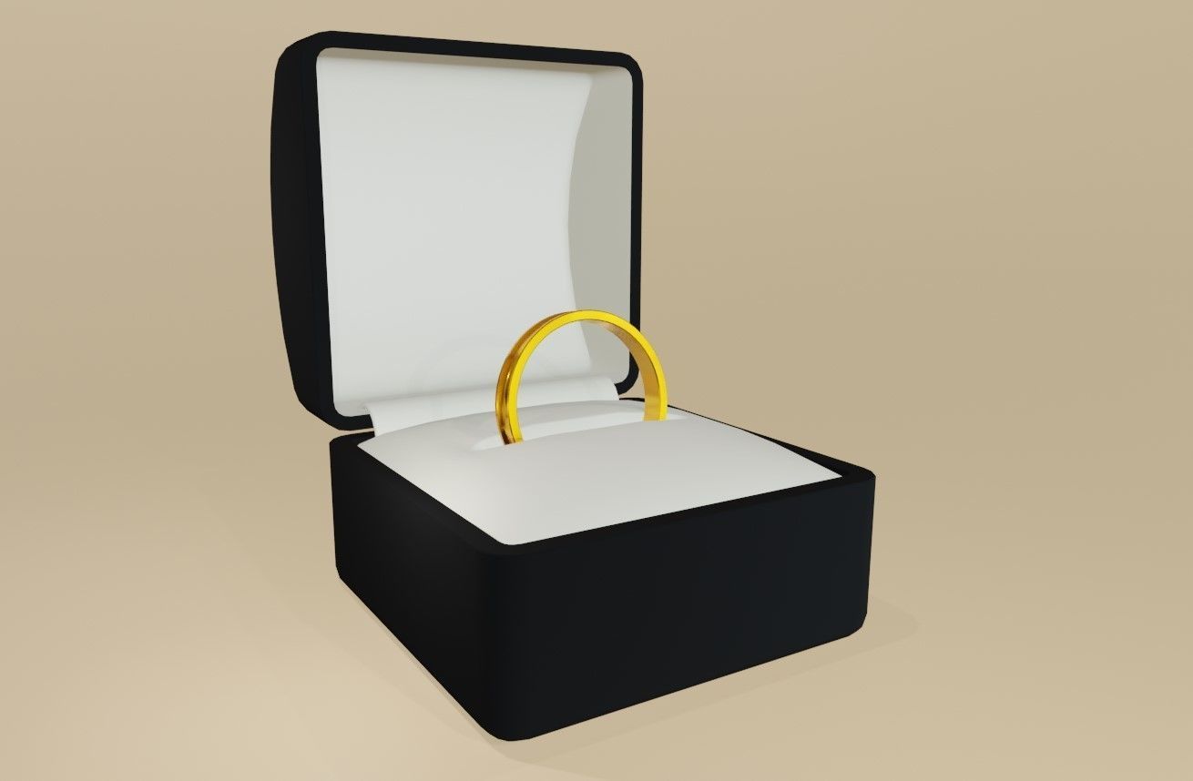 Concave Gold Ring and Box - Anel ouro concavo  3D model_8