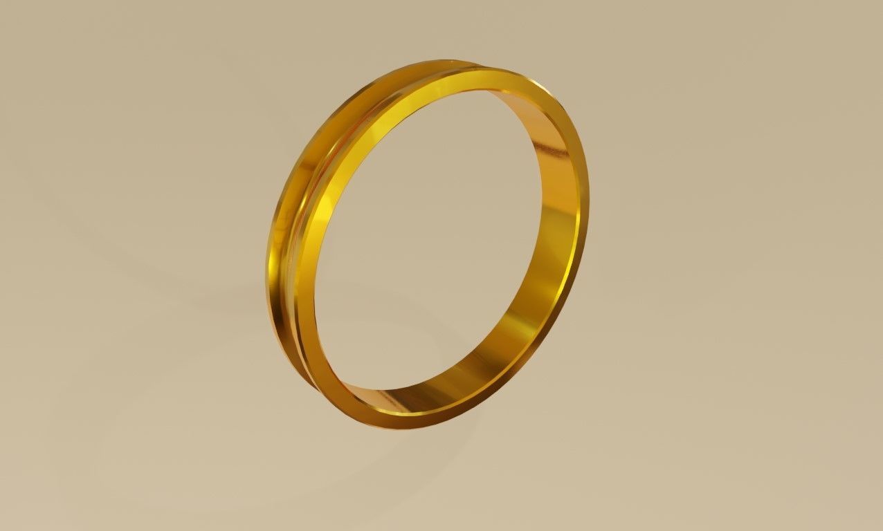 Concave Gold Ring and Box - Anel ouro concavo  3D model_4