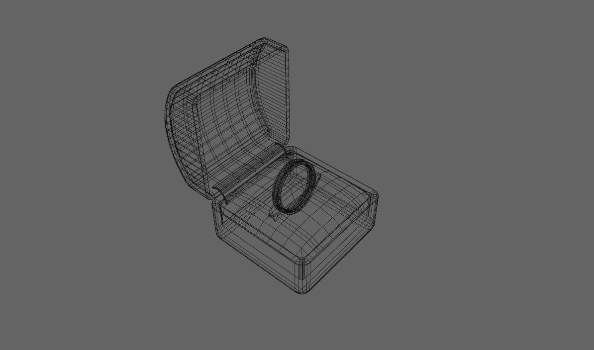 Concave Gold Ring and Box - Anel ouro concavo  3D model_20