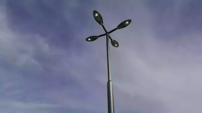 Sci-Fi Street Light 14 version 4 3m with pole 3 Low-poly 3D model