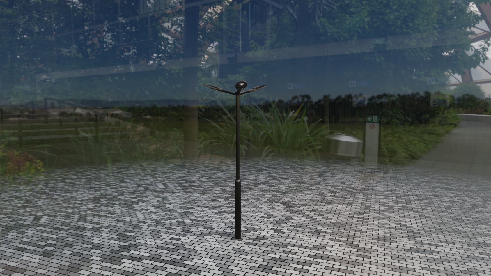 Sci-Fi Street Light 14 version 3 3m with pole 3 Low-poly 3D model_15