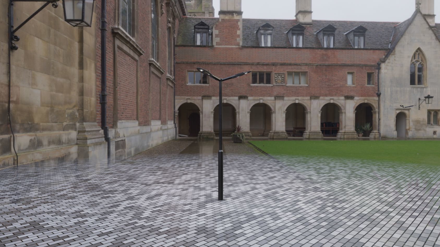 Sci-Fi Street Light 14 version 3 3m with pole 3 Low-poly 3D model_37