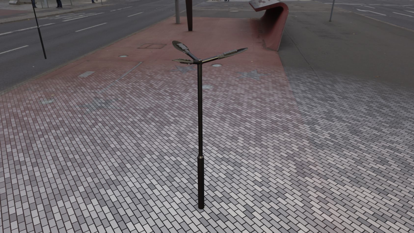 Sci-Fi Street Light 14 version 3 3m with pole 3 Low-poly 3D model_79