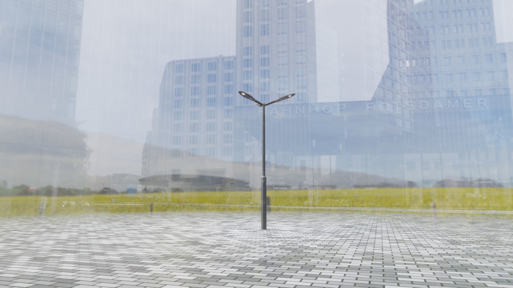 Sci-Fi Street Light 14 version 3 3m with pole 3 Low-poly 3D model_28