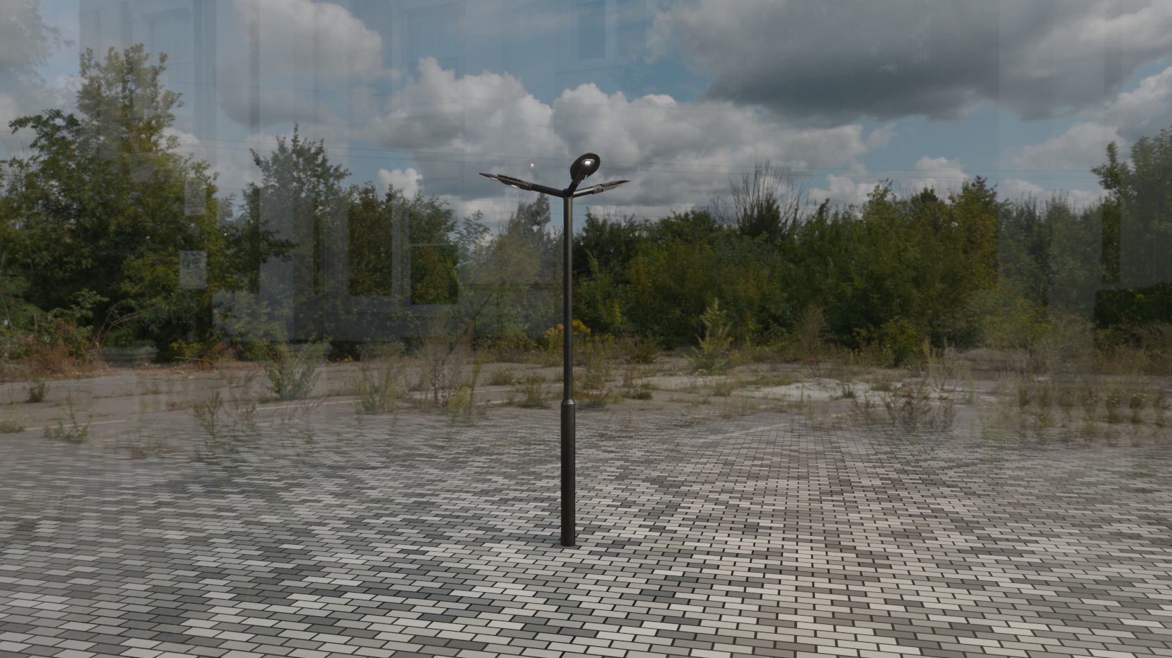 Sci-Fi Street Light 14 version 3 3m with pole 3 Low-poly 3D model_43