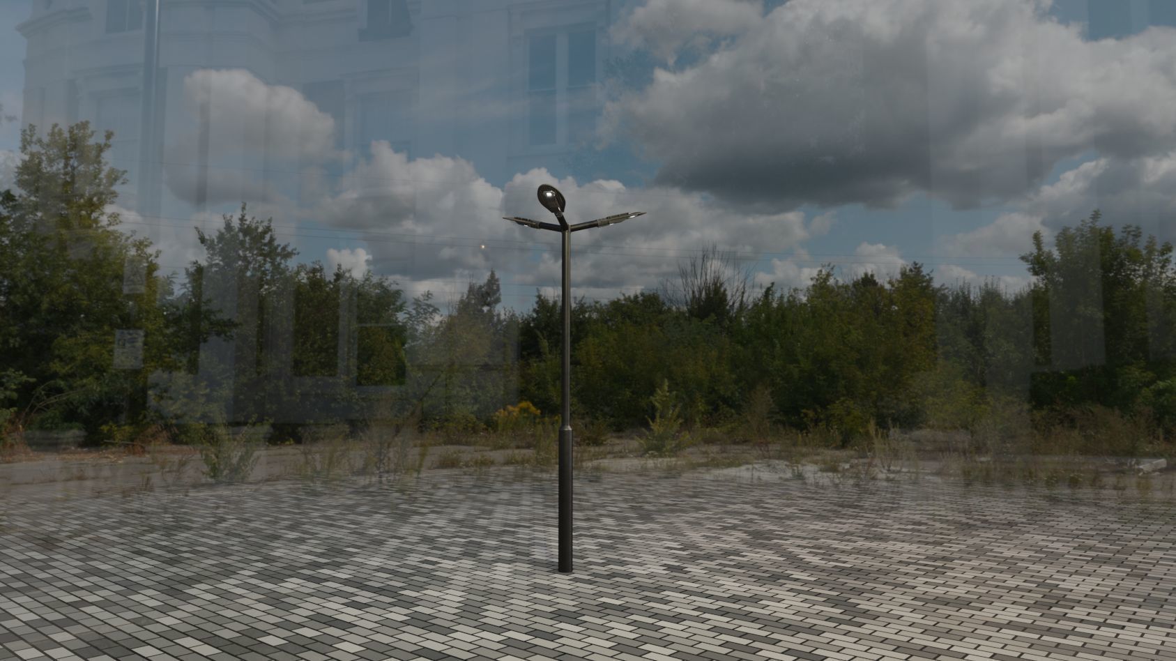 Sci-Fi Street Light 14 version 3 3m with pole 3 Low-poly 3D model_17