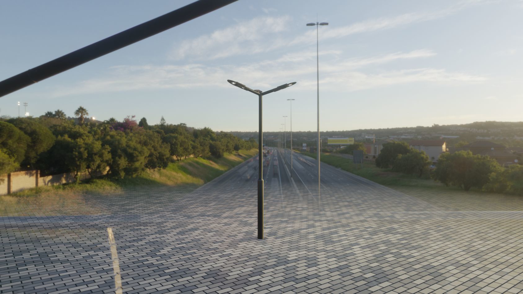 Sci-Fi Street Light 14 version 3 3m with pole 3 Low-poly 3D model_38