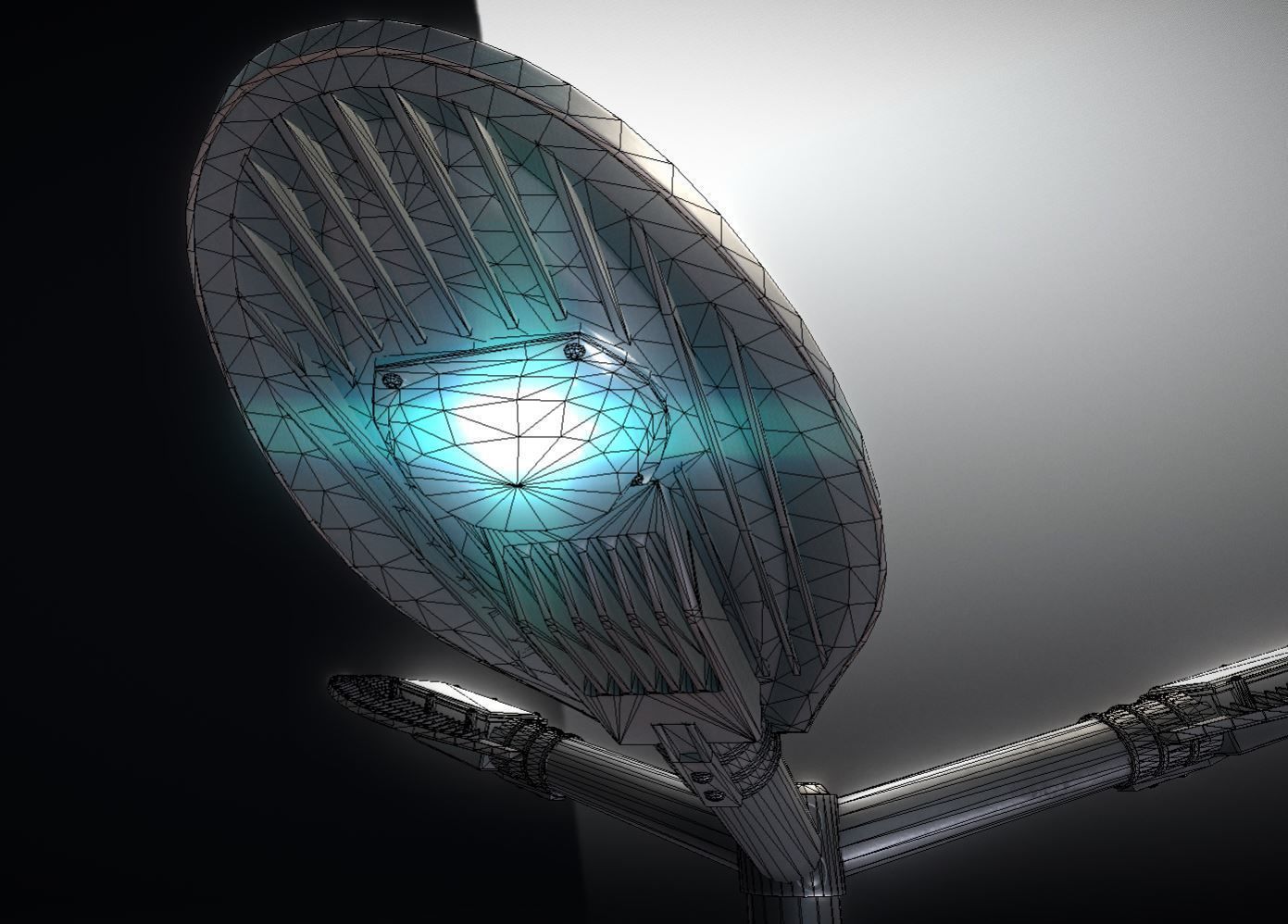 Sci-Fi Street Light 14 version 3 3m with pole 3 Low-poly 3D model_3