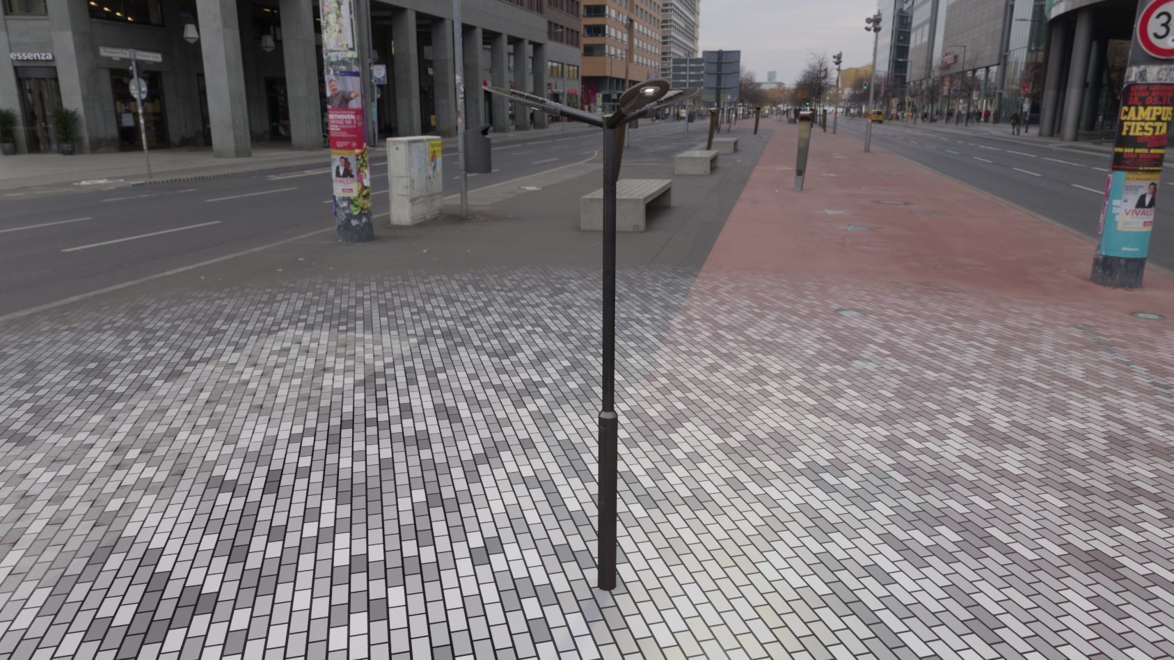 Sci-Fi Street Light 14 version 3 3m with pole 3 Low-poly 3D model_64