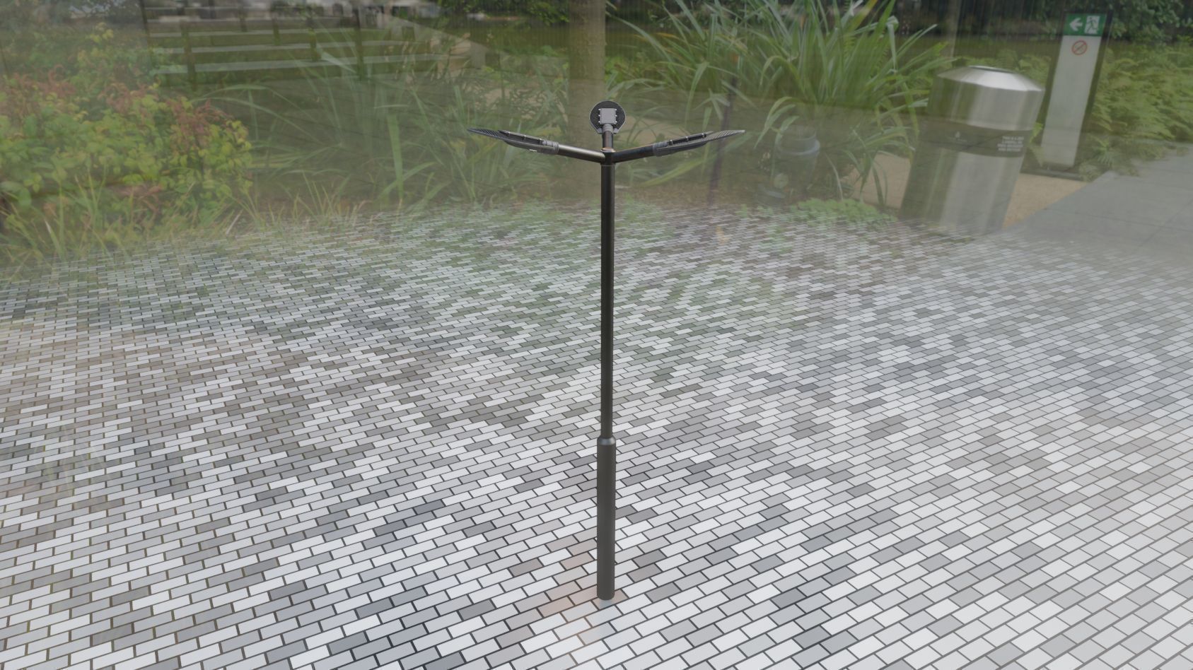 Sci-Fi Street Light 14 version 3 3m with pole 3 Low-poly 3D model_71