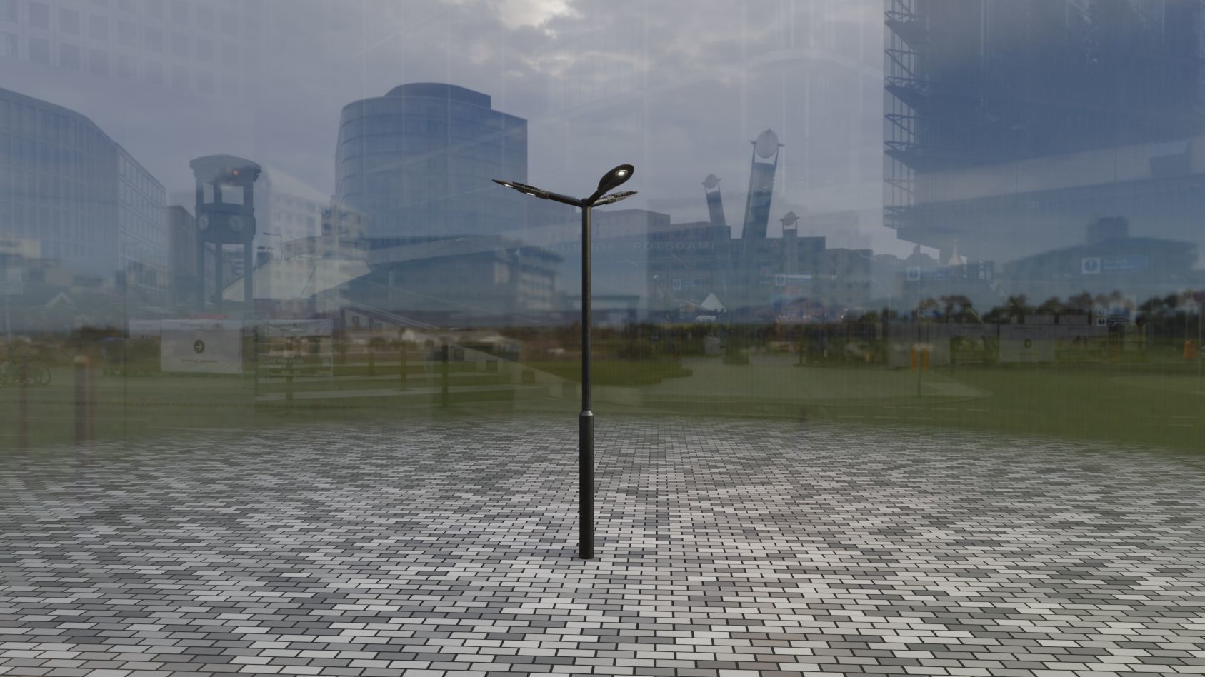 Sci-Fi Street Light 14 version 3 3m with pole 3 Low-poly 3D model_42
