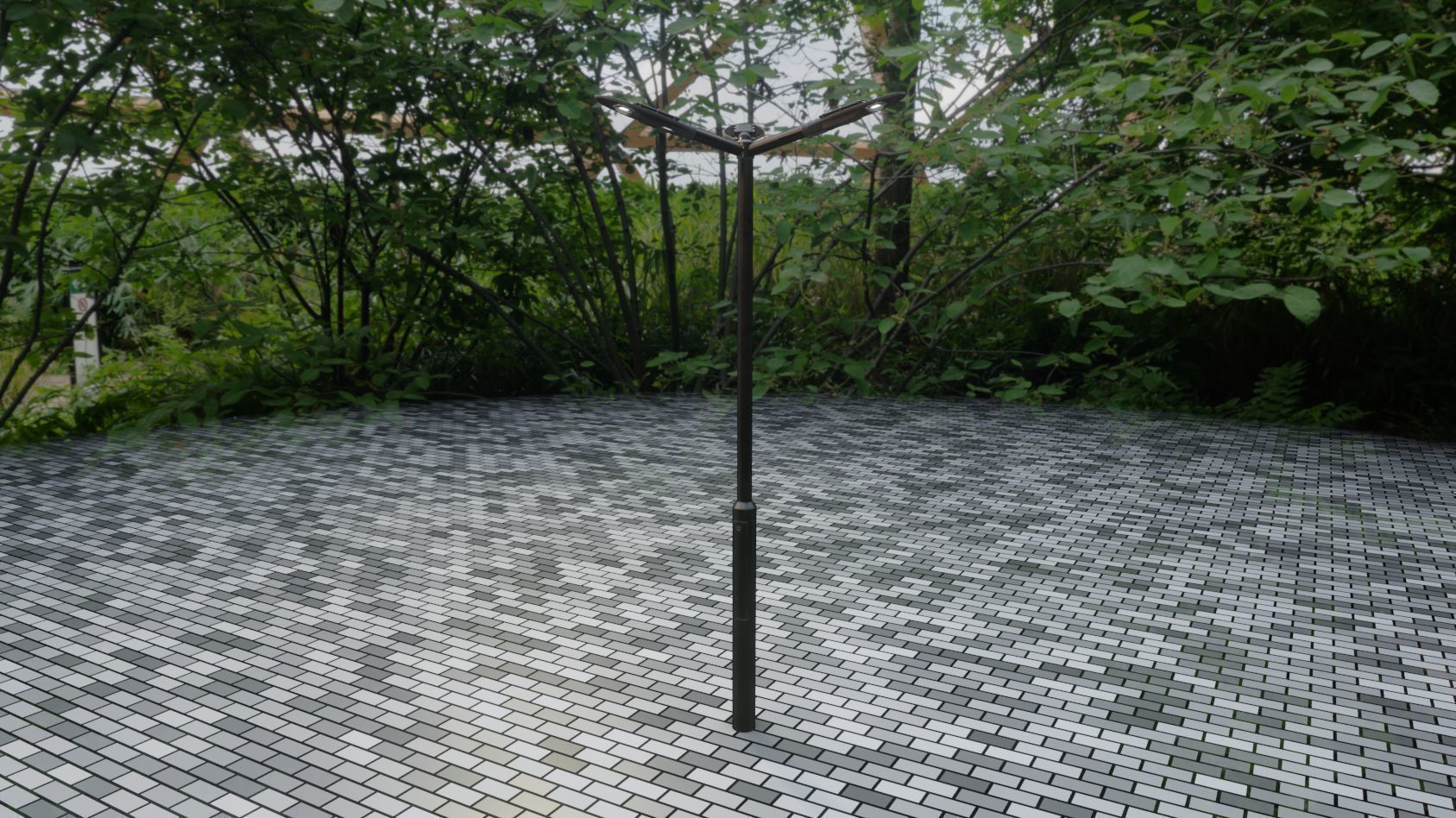 Sci-Fi Street Light 14 version 3 3m with pole 3 Low-poly 3D model_60