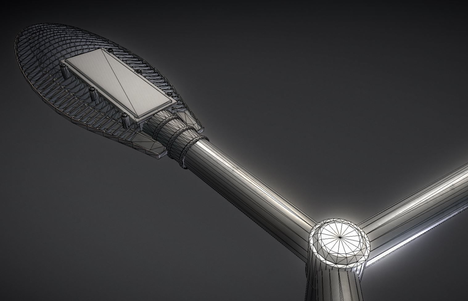 Sci-Fi Street Light 14 version 3 3m with pole 3 Low-poly 3D model_6