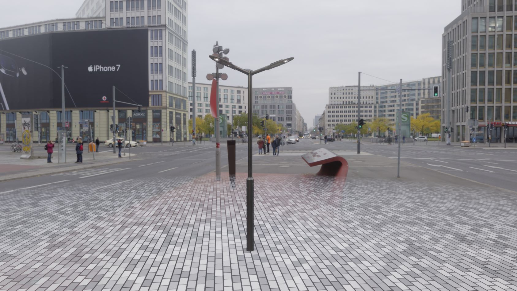 Sci-Fi Street Light 14 version 3 3m with pole 3 Low-poly 3D model_49