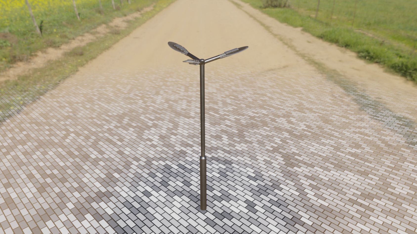 Sci-Fi Street Light 14 version 3 3m with pole 3 Low-poly 3D model_78