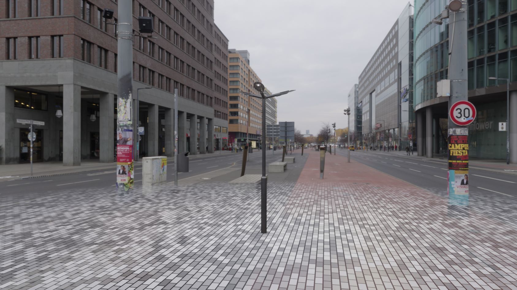 Sci-Fi Street Light 14 version 3 3m with pole 3 Low-poly 3D model_35