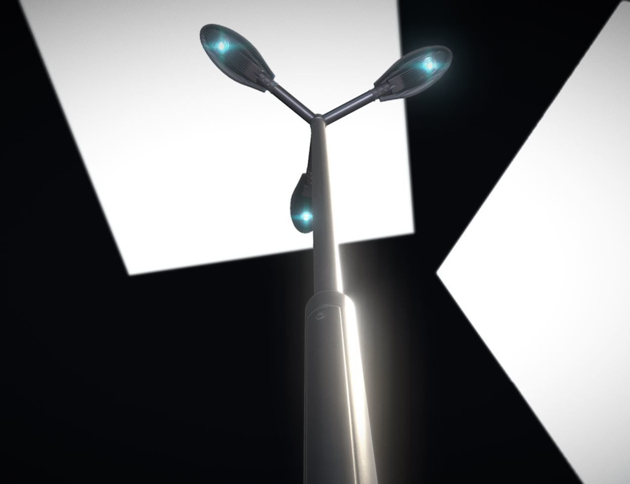 Sci-Fi Street Light 14 version 3 3m with pole 3 Low-poly 3D model_4