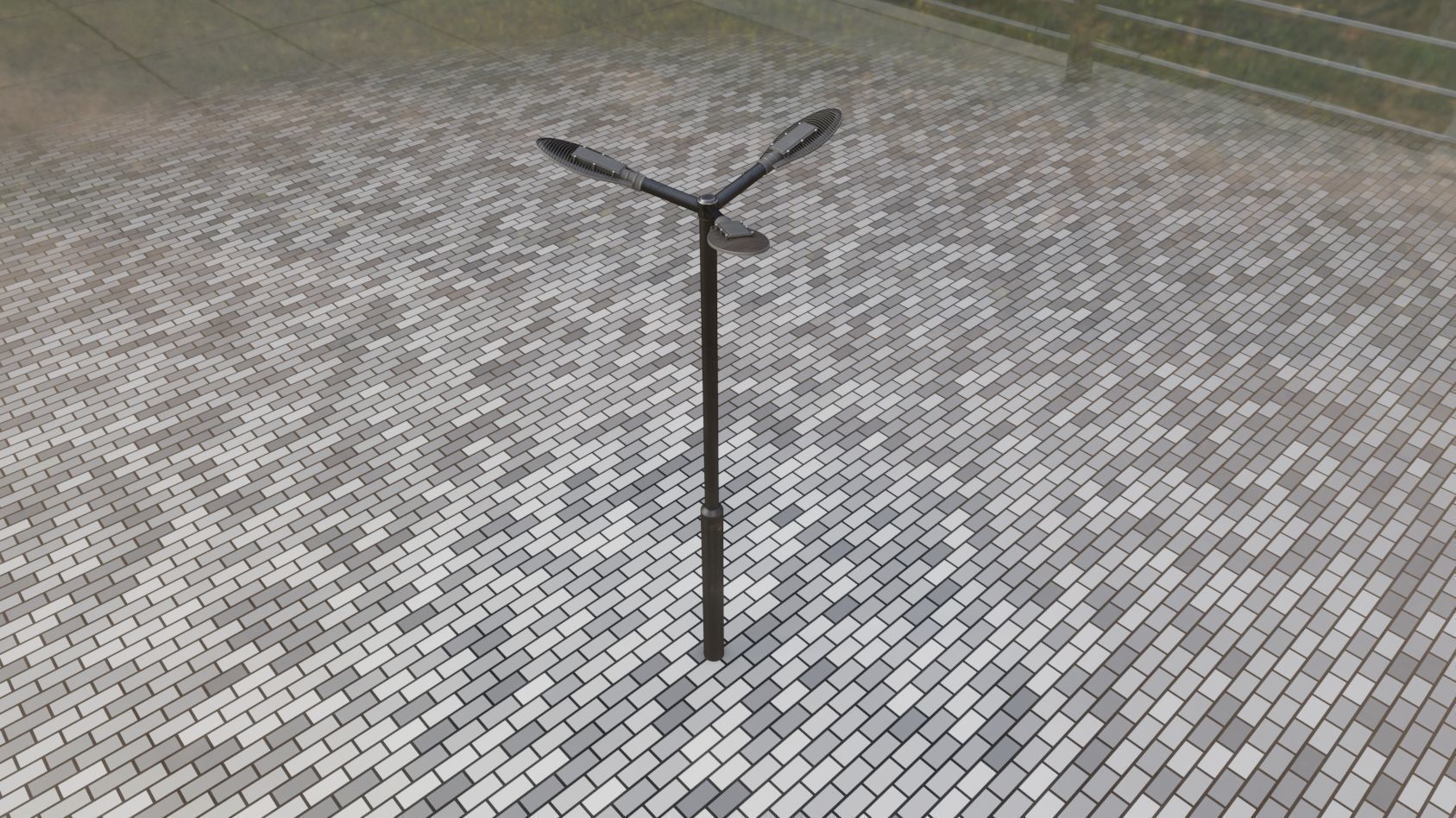 Sci-Fi Street Light 14 version 3 3m with pole 3 Low-poly 3D model_87