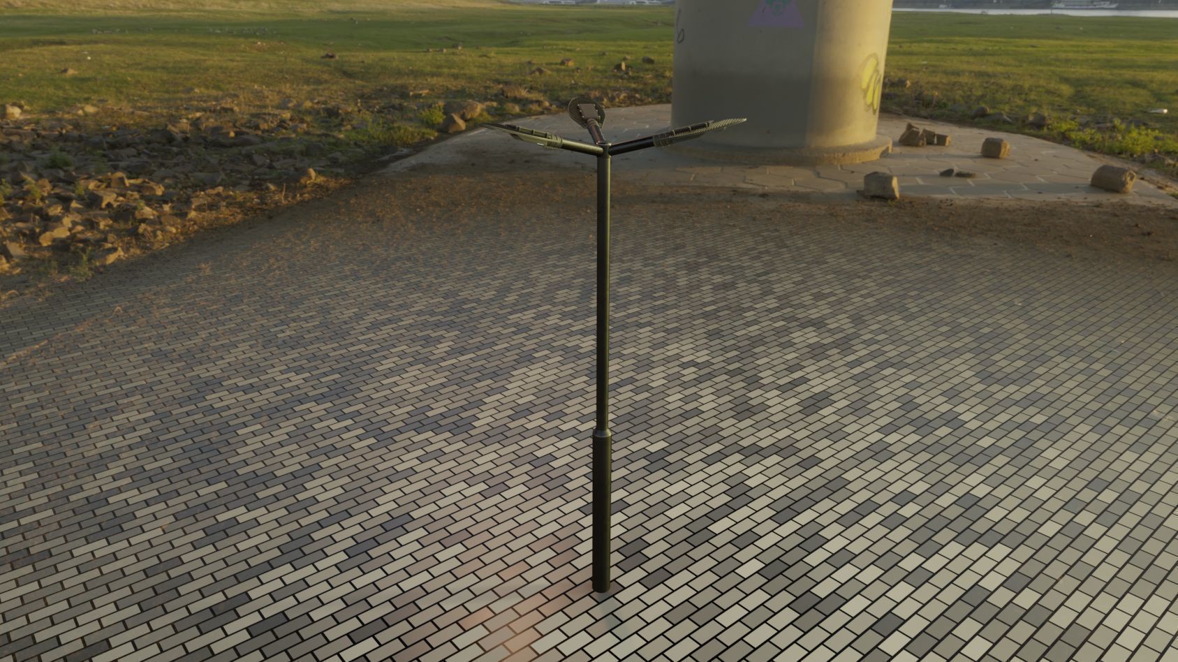Sci-Fi Street Light 14 version 3 3m with pole 3 Low-poly 3D model_70