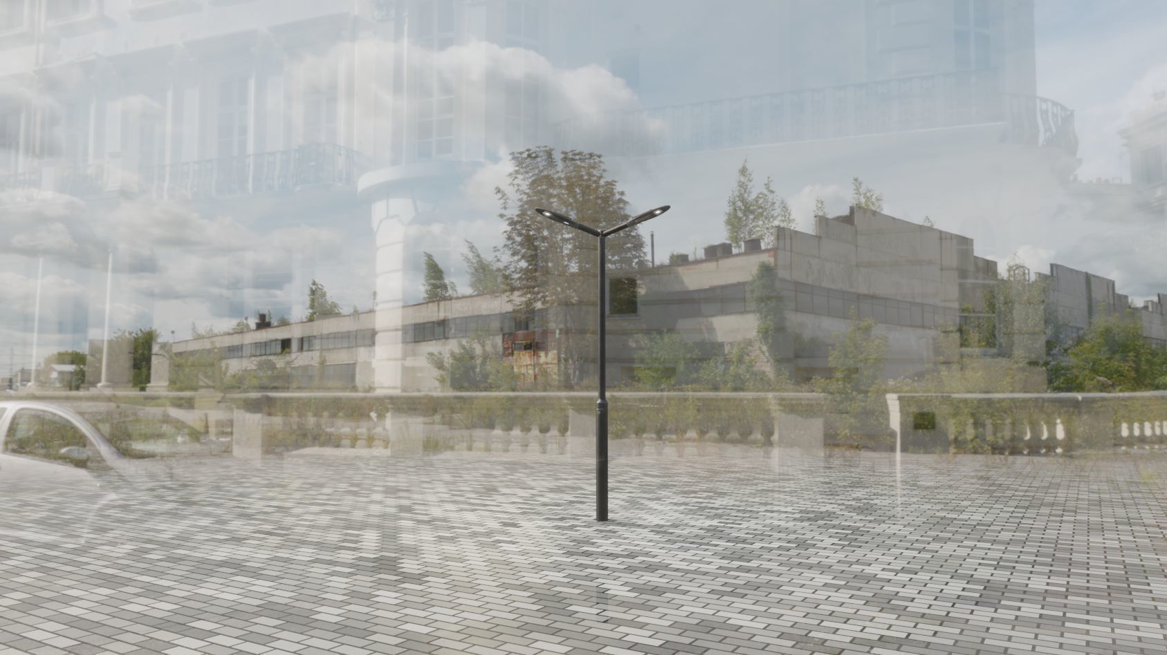 Sci-Fi Street Light 14 version 3 3m with pole 3 Low-poly 3D model_29