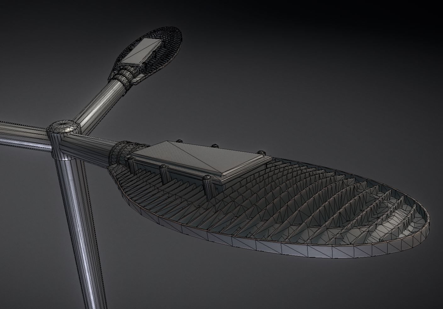 Sci-Fi Street Light 14 version 3 3m with pole 3 Low-poly 3D model_8