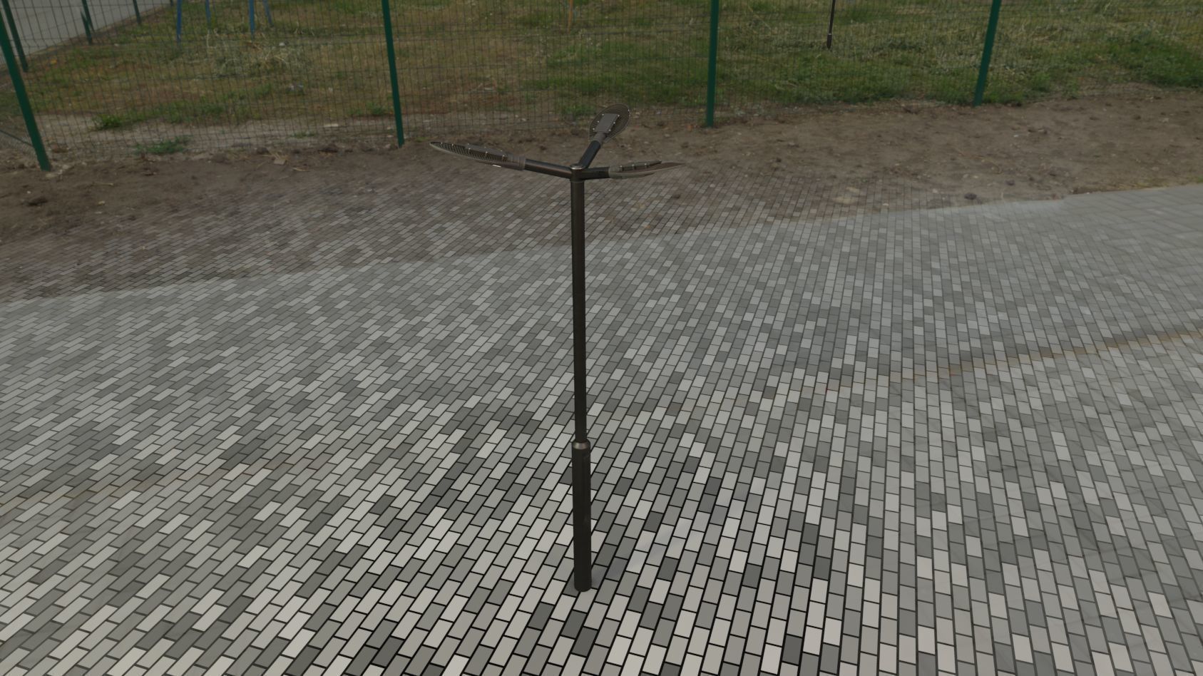 Sci-Fi Street Light 14 version 3 3m with pole 3 Low-poly 3D model_84