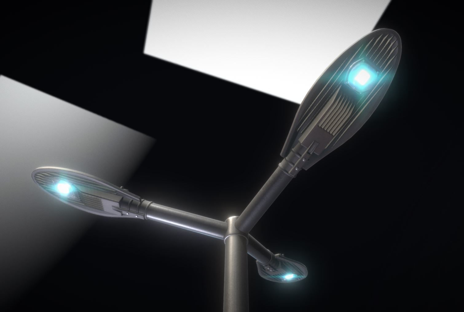 Sci-Fi Street Light 14 version 3 3m with pole 3 Low-poly 3D model_2