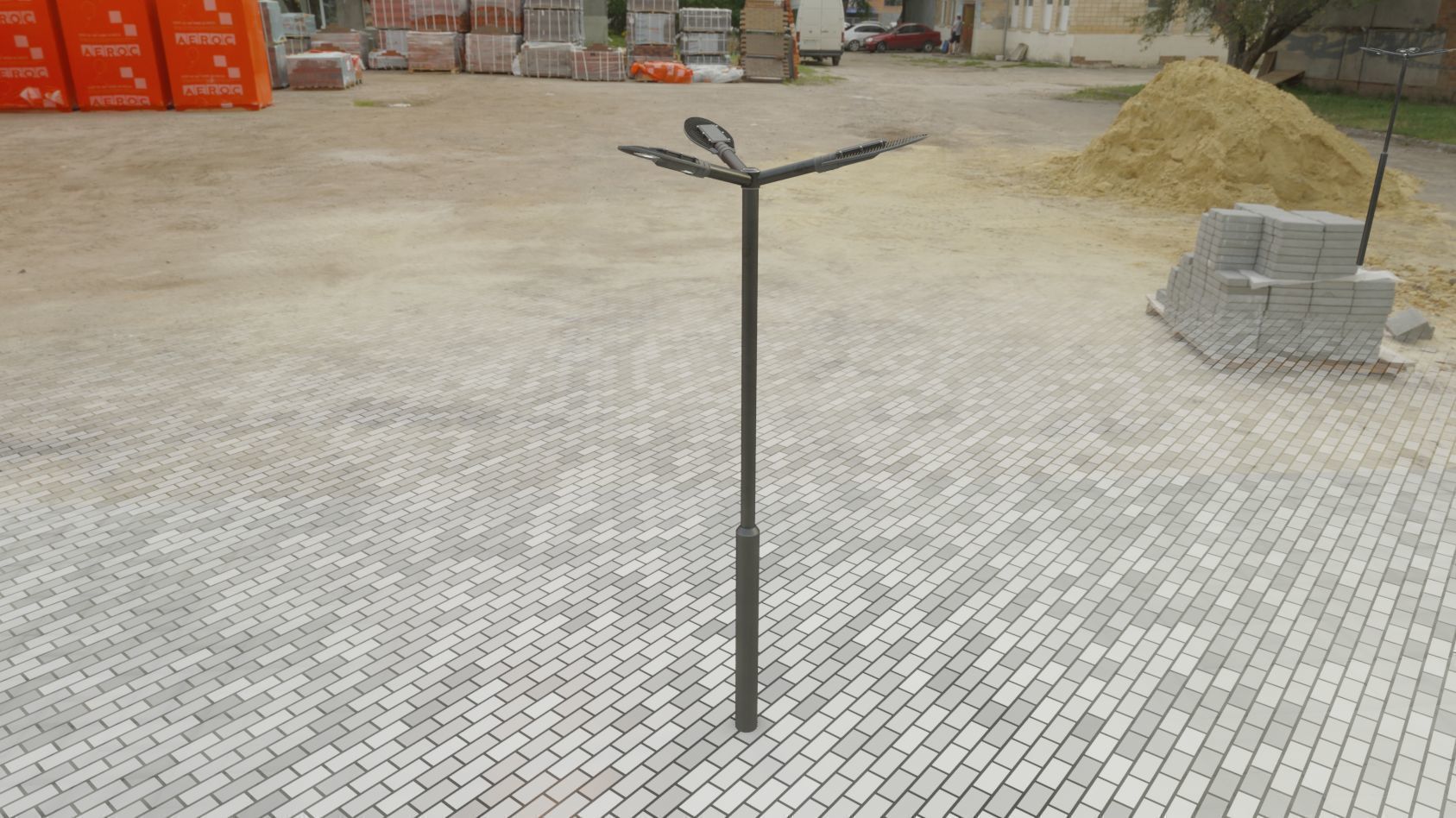 Sci-Fi Street Light 14 version 3 3m with pole 3 Low-poly 3D model_69