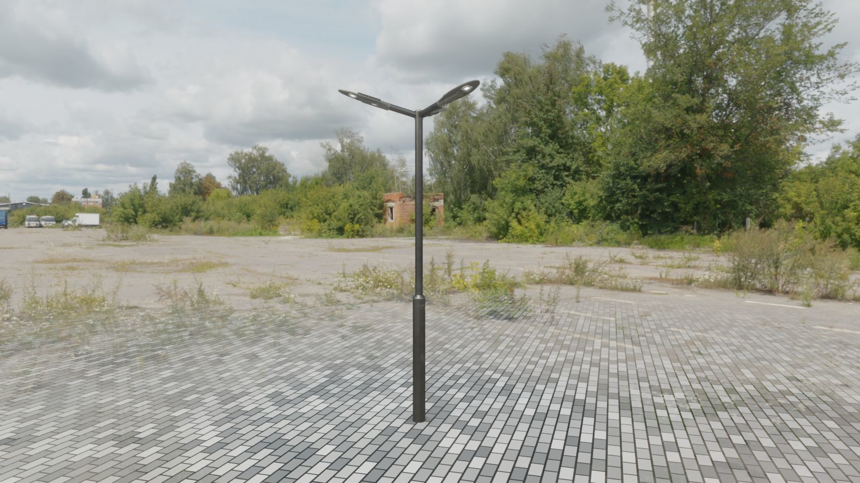 Sci-Fi Street Light 14 version 3 3m with pole 3 Low-poly 3D model_51