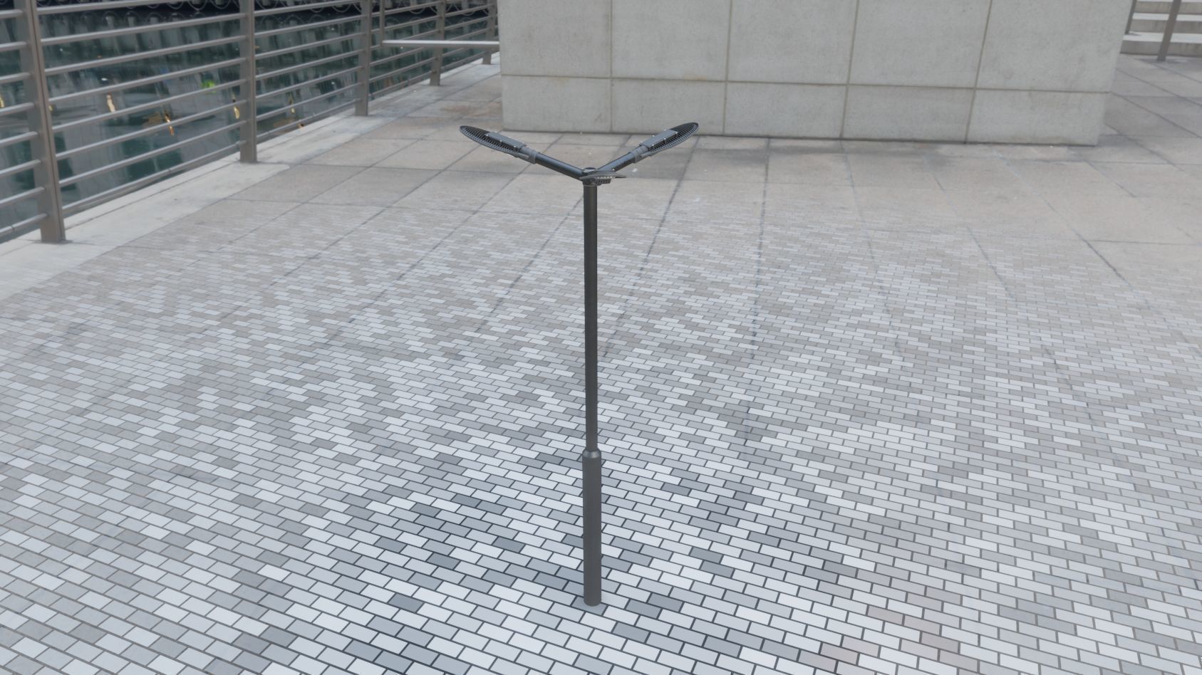 Sci-Fi Street Light 14 version 3 3m with pole 3 Low-poly 3D model_76