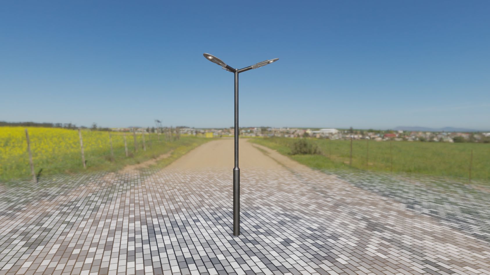 Sci-Fi Street Light 14 version 3 3m with pole 3 Low-poly 3D model_48