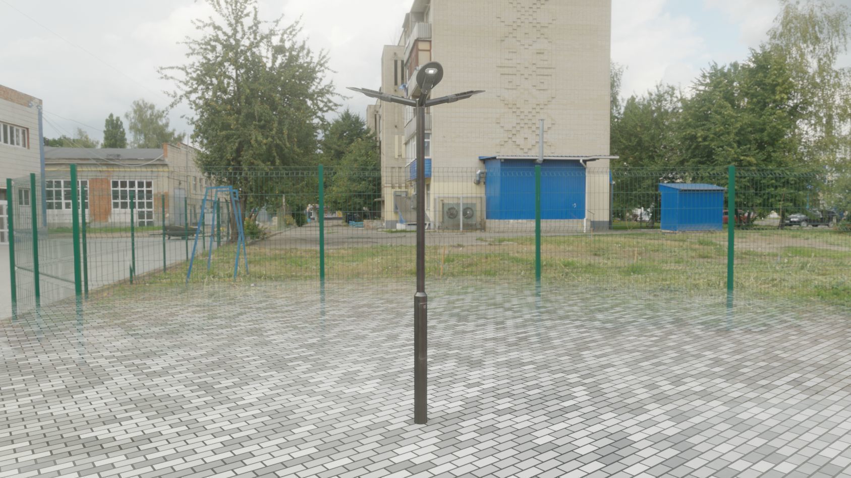 Sci-Fi Street Light 14 version 3 3m with pole 3 Low-poly 3D model_54