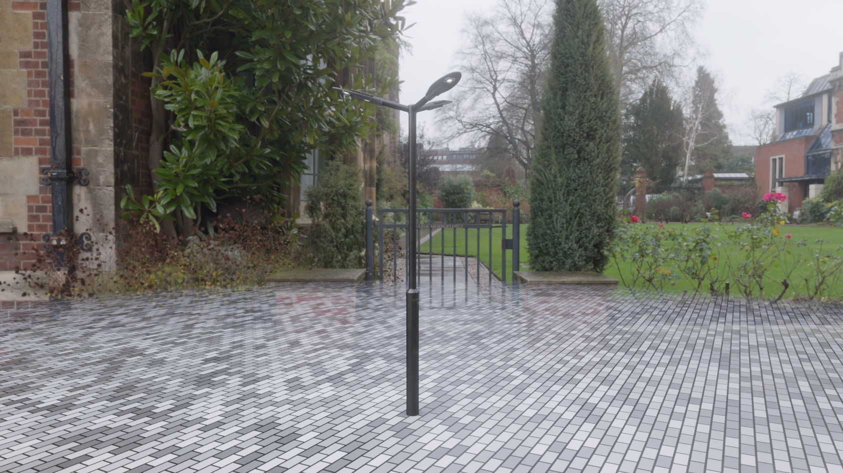 Sci-Fi Street Light 14 version 3 3m with pole 3 Low-poly 3D model_52