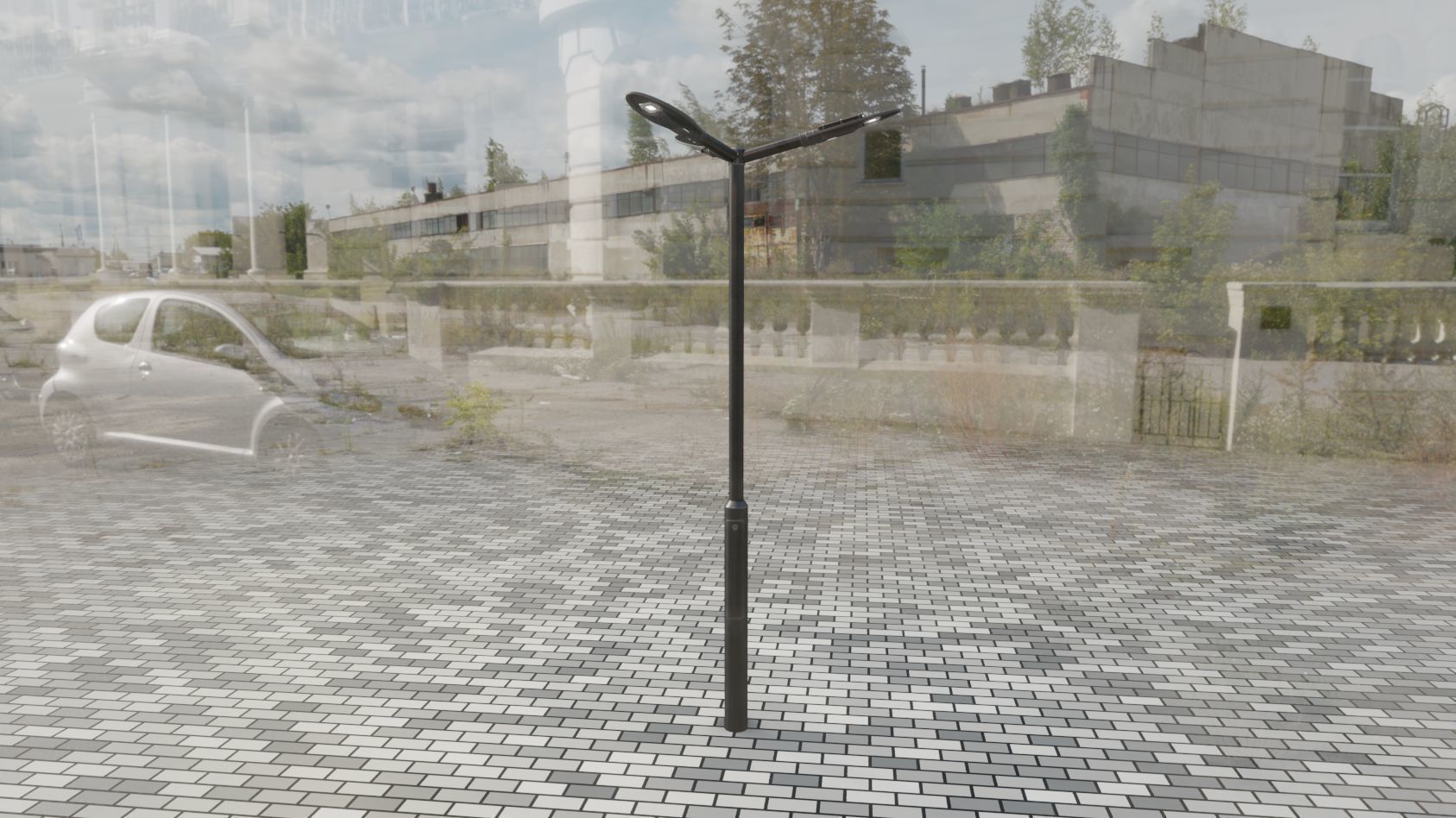 Sci-Fi Street Light 14 version 3 3m with pole 3 Low-poly 3D model_58