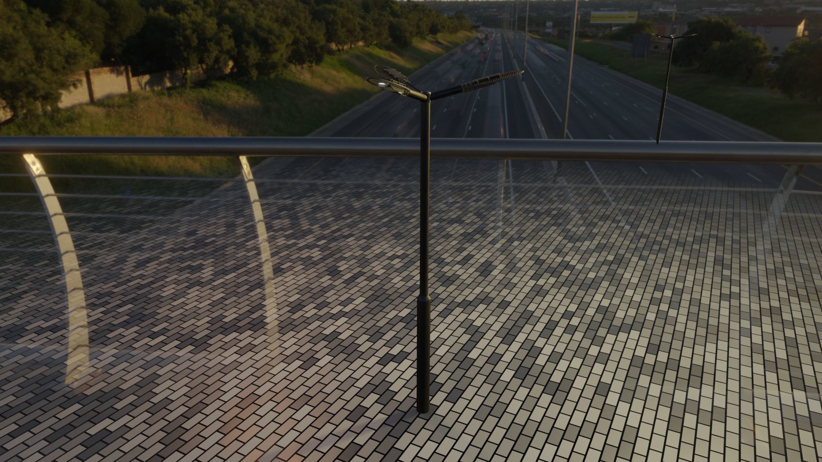 Sci-Fi Street Light 14 version 3 3m with pole 3 Low-poly 3D model_68