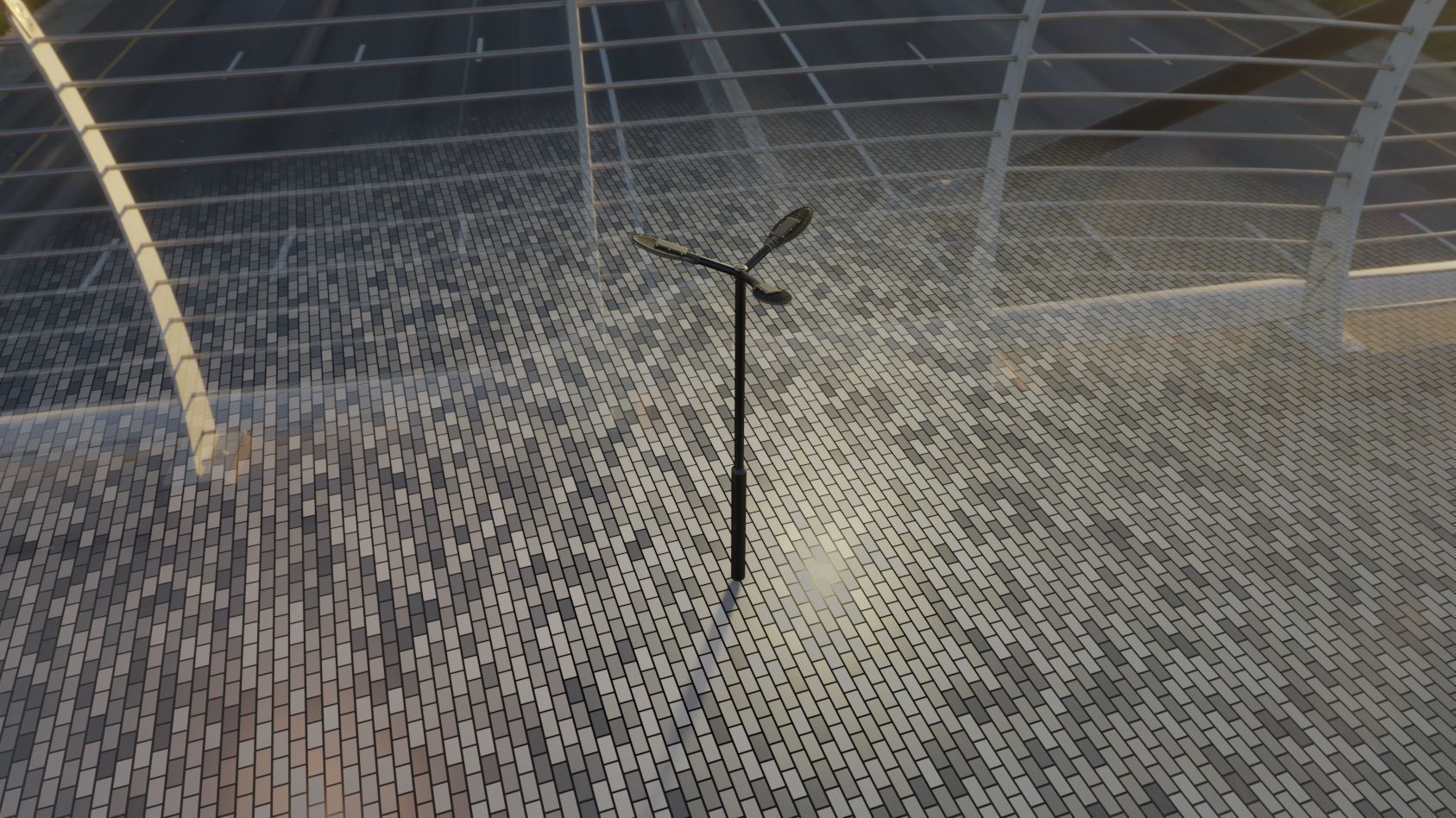 Sci-Fi Street Light 14 version 3 3m with pole 3 Low-poly 3D model_98